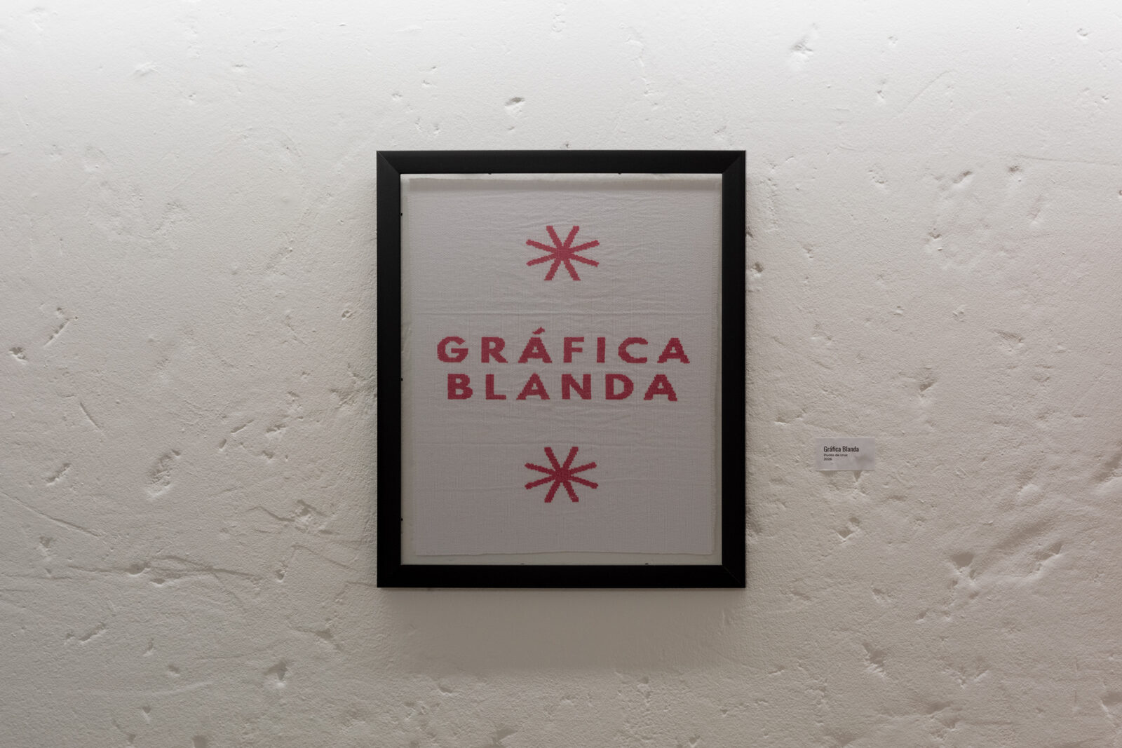 Gráfica Blanda — bordado en punto de cruz con estrellas y tipografía